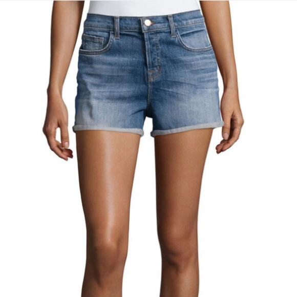J Brand Gracie High Rise Cuffed Denim Shorts in Jagger Wash - Picture 1 of 10